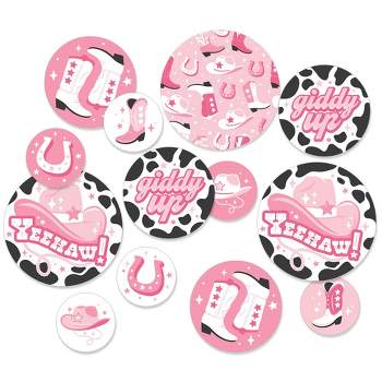 Big Dot of Happiness Rodeo Cowgirl - Pink Western Party Giant Circle Confetti - Party Decorations - Large Confetti 27 Count