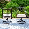 Captiva Designs 2pc Stylish Steel Swivel Arm Chairs with Beige Cushions - 2 of 4