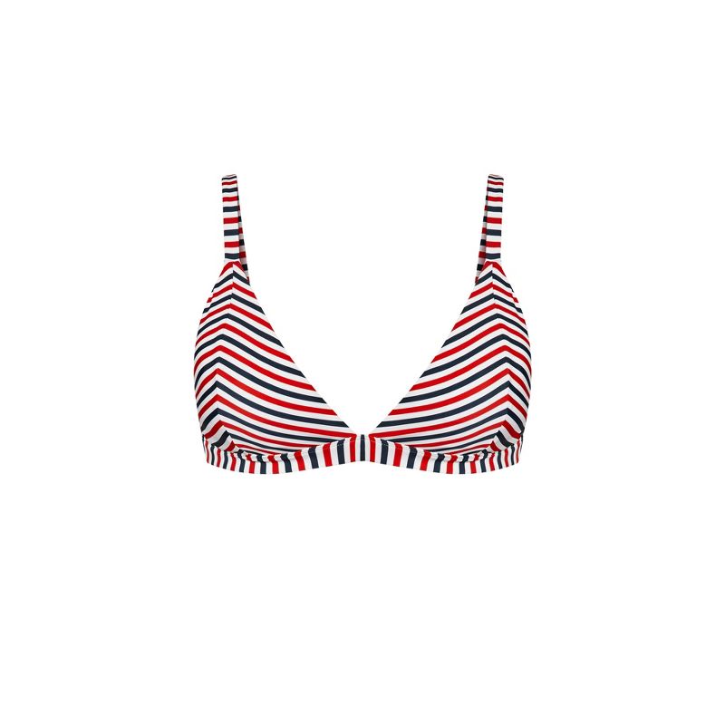 Women's Plus Size Daisy Print Bikini Top - red stripe | CCX, 3 of 4