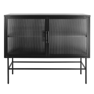 Modern Console Table with Fluted Glass Doors and Adjustable Shelf for Dining and Living Room Storage - 1 of 4