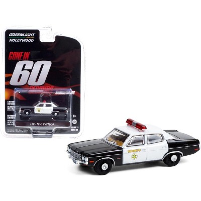 1973 AMC Matador Black & White "Los Angeles County Sheriff" "Gone in 60 Seconds" 1974 Movie 1/64 Diecast Model Car by Greenlight
