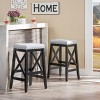 GDFStudio Ropp Farmhouse Fabric Upholstered 29.5 Inch Backless Barstools with Nailhead Trim (Set of 2) - 2 of 4