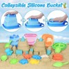 4 Packs Foldable Beach Buckets Set, Collapsible Bucket with Shovels Mesh Bag, Silicone Sand Pails for Beach, Camping - 2 of 4