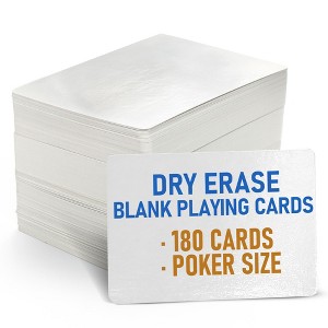 LotFancy Blank Playing Cards, 180Pcs, Dry Erase, Reusable Flash Cards to Write on, DIY Vocabulary Study Cards, Poker Size - 1 of 4