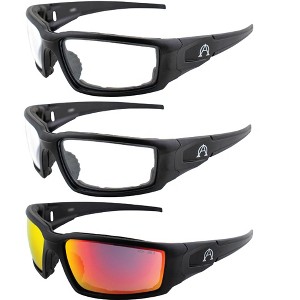 3 Pairs of Alpha Omega AO5 Sunglasses with Clear, Clear to Smoke Sunlight Reactive, Red Mirror Lenses - 1 of 4