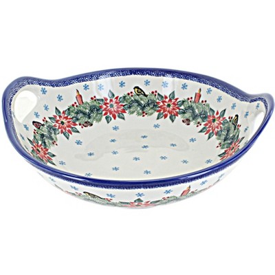 Blue Rose Polish Pottery 416 Kalich Deep Bowl with Handles