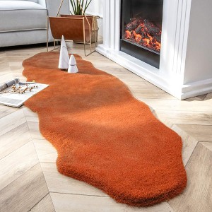 Home Mart Goods Orange Faux Rabbit Fur Fuzzy Soft Fluffy Plush Cozy Shaggy Area Rug - 1 of 4