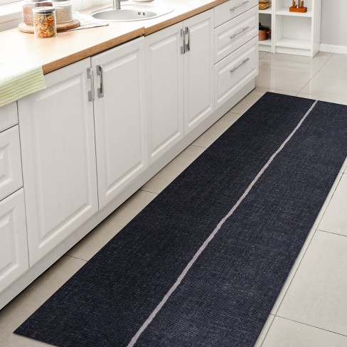 Linja Solid Centre Stripe Machine-Washable Area Rug - JONATHAN Y - image 1 of 4