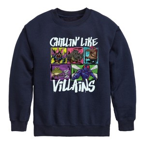 Boys' - Teenage Mutant Ninja Turtles Mutant Mayhem - Chillin Like Villains Graphic Long Sleeve Fleece Sweatshirt - 1 of 4