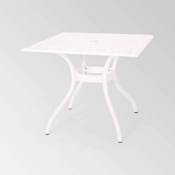 Phoenix Square Cast Aluminum Dining Table - White - Christopher Knight Home
