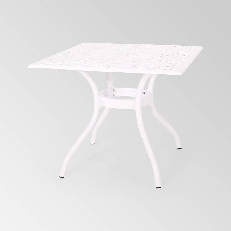 Phoenix Square Cast Aluminum Dining Table - White - Christopher Knight Home, 1 of 8