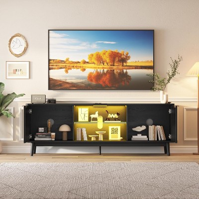 63'' TV Stand with Power Outlet, Entertainment Center with Storage and ...