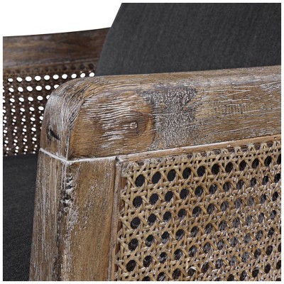Sandstone Frame with Lush Dark Gray Fabric Coastal Accent Chair
