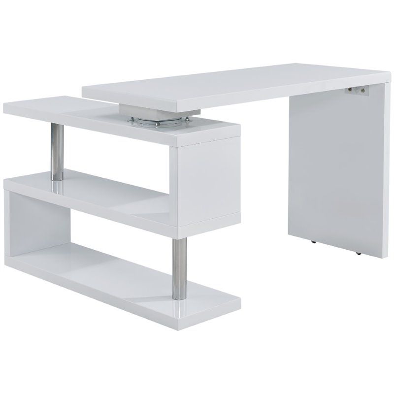 SEI Furniture Yates Adjustable Corner Writing Desk in White and Chrome, 4 of 11