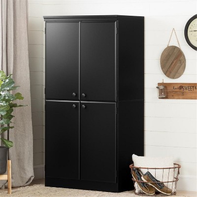 HomeStock 4-Door Storage Cabinet, Pure Black