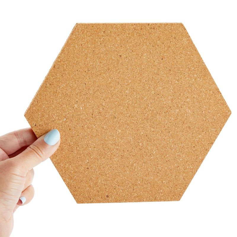 Juvale 3-Pack Cork Bulletin Boards - Hexagonal Decorative Tiles in 3 with 6 Pins, 3 of 9