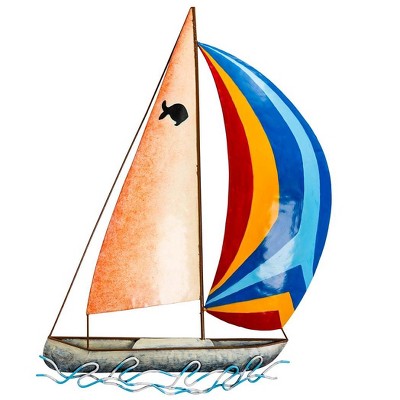 Wind & Weather Handcrafted Colorful Metal Sailboat Indoor/Outdoor Wall Art