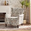 Vincent Wooden Upholstered Armchair with Fabric Pattern and Wingback Design for Bedroom| ARTFUL LIVING DESIGN - 3 of 4