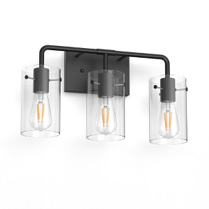 DORESshop 18 in. 3-Light Black Metal Vanity Light with Clear Glass Shade Bathroom Fixture for Modern Farmhouse Style Spaces - 1 of 4