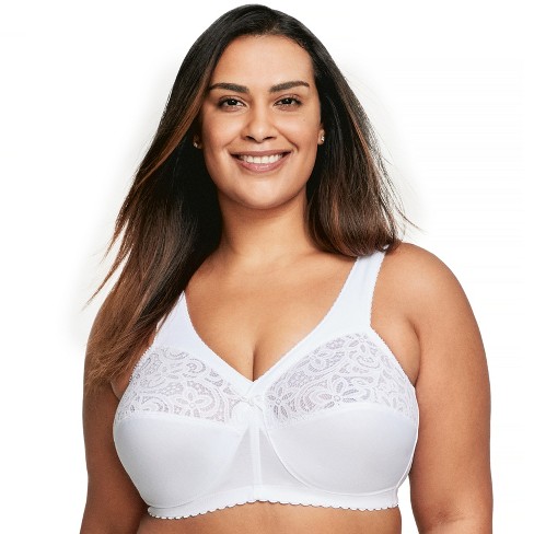 Glamorise Womens MagicLift Cotton Support Wirefree Bra 1001 White 46DD