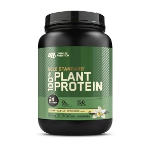 Optimum Nutrition Gold Standard 100% Plant Based & Vegan Protein Powder, Gluten Free, Amino Acids, Creamy Vanilla, 20 Servings - 1 of 4
