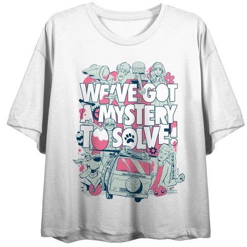 Scooby Doo We've Got A Mystery To Solve Crew Neck Short Sleeve Women's White Crop Top - image 1 of 3