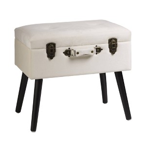 Velvet Upholstered Storage Stool with Black Legs - Glitzhome - 1 of 4