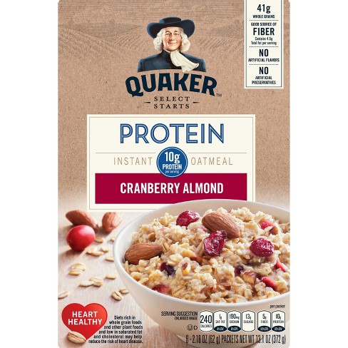 Quaker Protein Cranberry Almond Instant Oatmeal - 6ct : Target