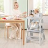 Safstar Convertible Baby High Chair, Toddler Feeding Highchair w/2-Sided Whiteboard/Building Block Top, Adjustable Backrest, Tilting Back, Gray - 2 of 4