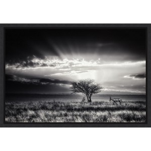 Amanti Art sunrise with hartebeest by Piet Flour Canvas Wall Art Print Framed 23-in. x 16-in. - 1 of 4
