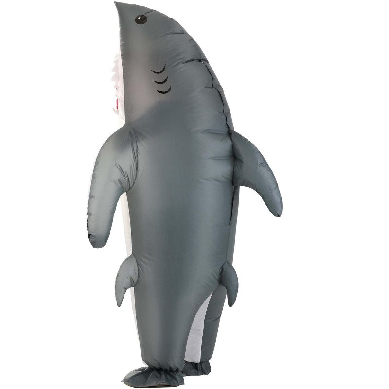 HalloweenCostumes.com One Size Fits Most   Inflatable Shark Costume for Adults, White/Gray, 2 of 8