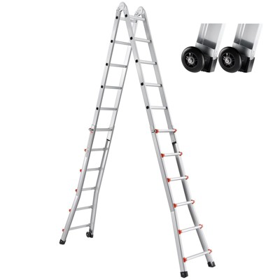 Cesicia 20 FT Silver Aluminum Alloy  A Frame Extension Multi-Function Telescoping Ladder