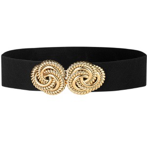 INSPIRE CHIC Women's Stretchy Elastic Wide Waist Dress Metal Buckle Belts - 1 of 4