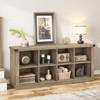 8 Cube Storage Organizer Bookshelf, 3 Tier Farmhouse Horizontal Bookcase, 62 Inch Wood Storage Bookcase for Entryway, Long Low Bookshelves - 3 of 4