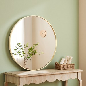 FONTOI 20 Inch Circle Gold Mirror Bathroom Vanity Mirrors Decorative Mirror Round Wall Home Hanging Mirror, Home Decoration, Anti-Rust - 1 of 4