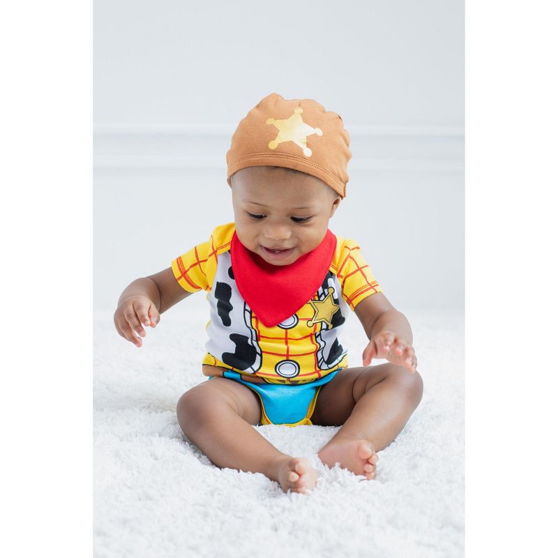 Disney Pixar Monsters Inc Incredibles Toy Story Mickey Mouse Pooh Lilo & Stitch Baby Bodysuit and Hat Set Newborn to Infant, 3 of 8