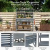 Whisen 64.9"H Outdoor Potting Bench Table with Lockable Wheels, Solid Wood Outdoor Kitchen Island with Upper Hutch and Towel Rack - 3 of 4