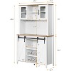 70'' Wine Coffee Bar Cabinet with Storage Hutch, Tall Kitchen Pantry Liquor Cabinet with Sliding Barn Doors for Home Dining Room - 2 of 4