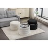 NicBex Ottoman with Storage Bench Storage Organizer Velvet Fabric Storage Round Ottoman Footstool With Wooden Shelving for Bedroom - 2 of 4