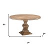 HomeRoots 54" Brown Solid Wood Pedestal Base Round Top Dining Table - 3 of 4