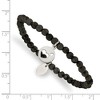 Chisel Stainless Steel Polished Hearts 4mm Black Jade Beaded Stretch Bracelet - 4 of 4