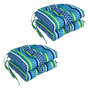 Blazing Needles, 16-inch Spun Polyester Patterned Outdoor U-shaped Tufted Chair Cushions (Set of 4) - 1 of 2