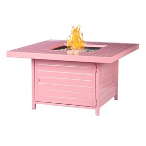 42" Square Aluminum 55000 BTUs Propane Paneled Fire Table with 2 Covers - Oakland Living
 - 1 of 4