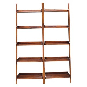 Set of 2 75.5" 5 Shelf Leaning Bookcases - International Concepts - 1 of 4