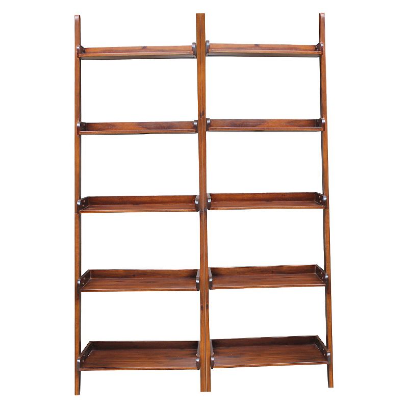 Set of 2 75.5" 5 Shelf Leaning Bookcases - International Concepts, 1 of 10