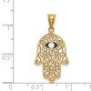 Black Bow Jewelry 14k Yellow Gold and Enameled Filigree Hamsa Pendant, 15 x 30mm - 3 of 4