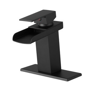 ChicFurnit Bathroom Sink Faucet Waterfall Design One Handle for Modern Bathrooms, Black, 9.8"*8.3"*3" - 1 of 4