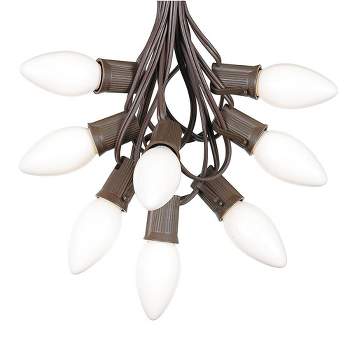 Novelty Lights 25 Feet C9 Ceramic Christmas String Light Set, Ceramic Vintage Holiday Hanging Light Set, Brown Wire
