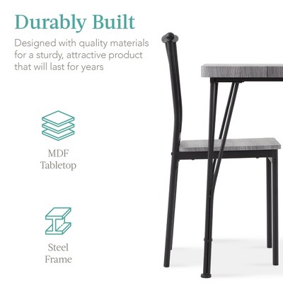 Gray Metal and Wood 3-Piece Dining Set with 2 Chairs