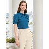 INSPIRE CHIC Women's Bow Tie Neck Solid Color Elastic Cuffs Elegant Office Short Sleeve Blouse - 3 of 4